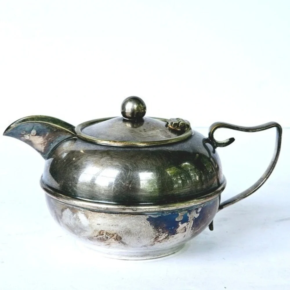 Vintage‎ Perfection Silver Plated Teapot EPNS A1 Hinged Lid Patina Tea Service